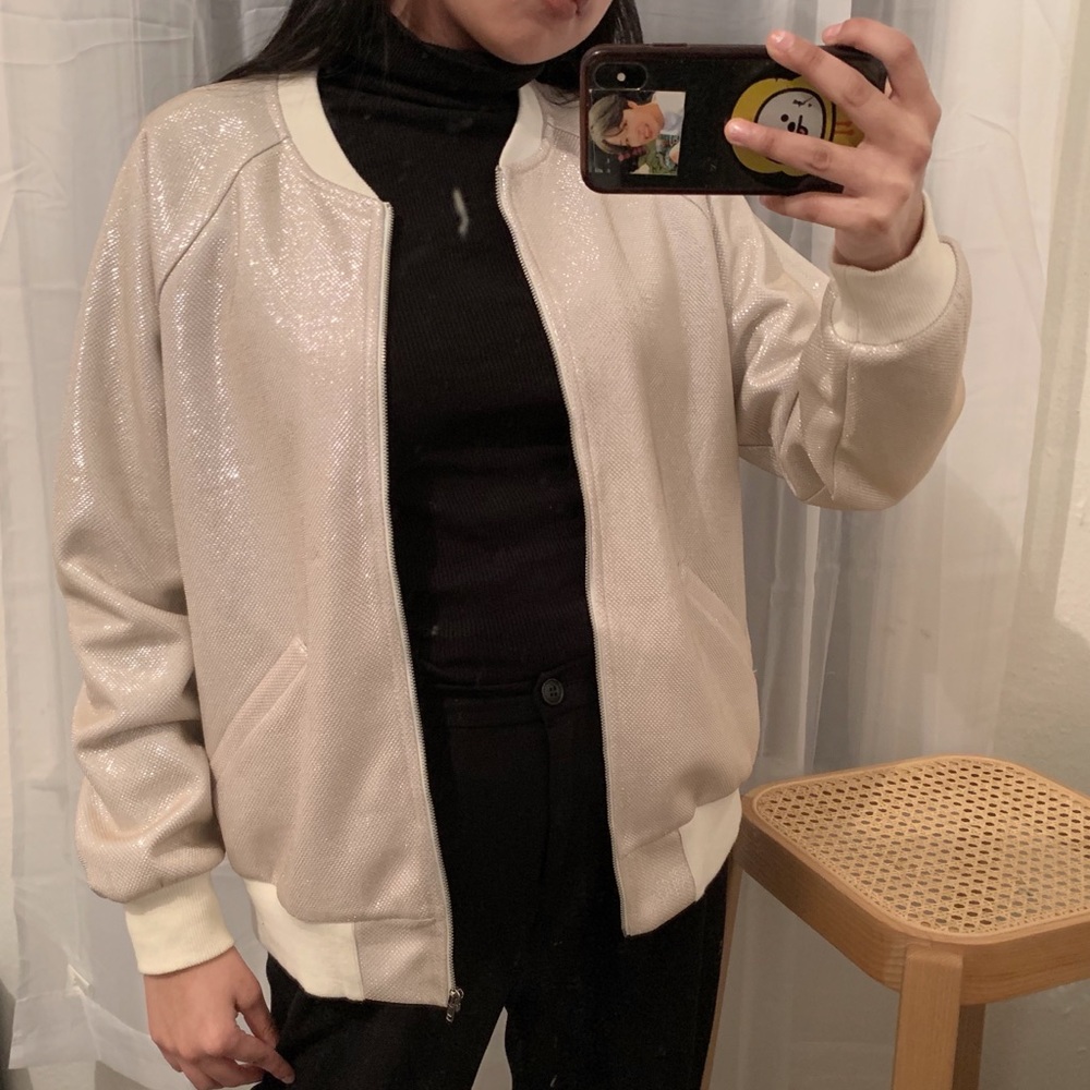 Pink Shimmer Bomber Jacket